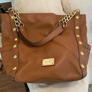 Michael Kors Brown/Gold Nail Head Shoulder Bag